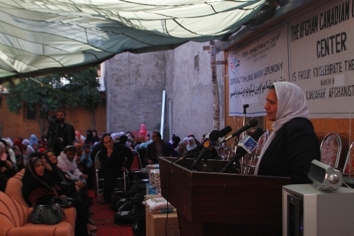Women Director Zobida Paenda addressing audience